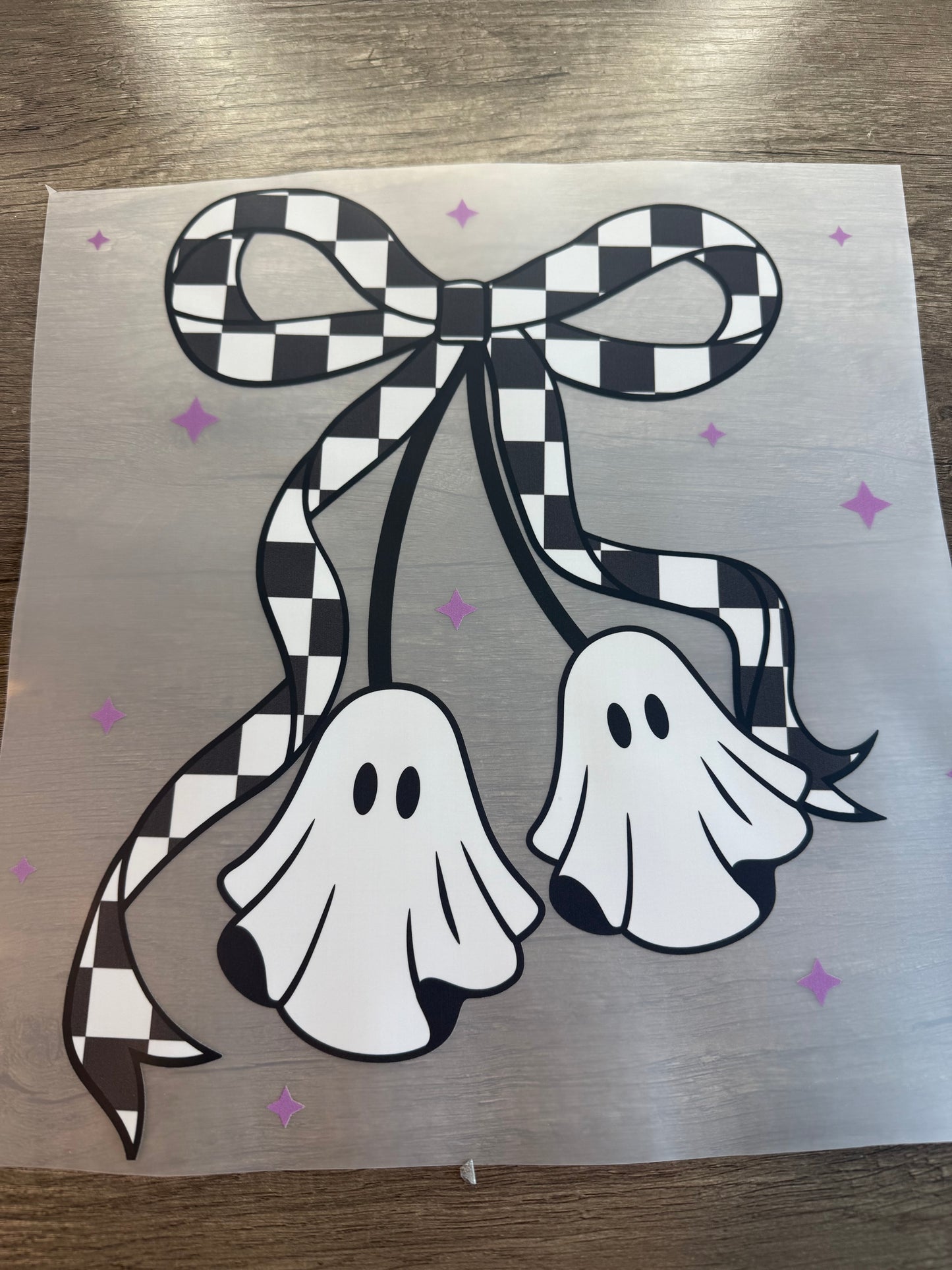 spooky checkered ghost bow transfer