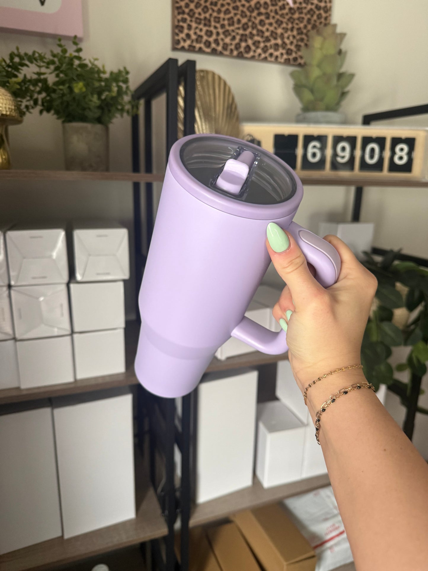 purple 40oz spill proof flip straw cup