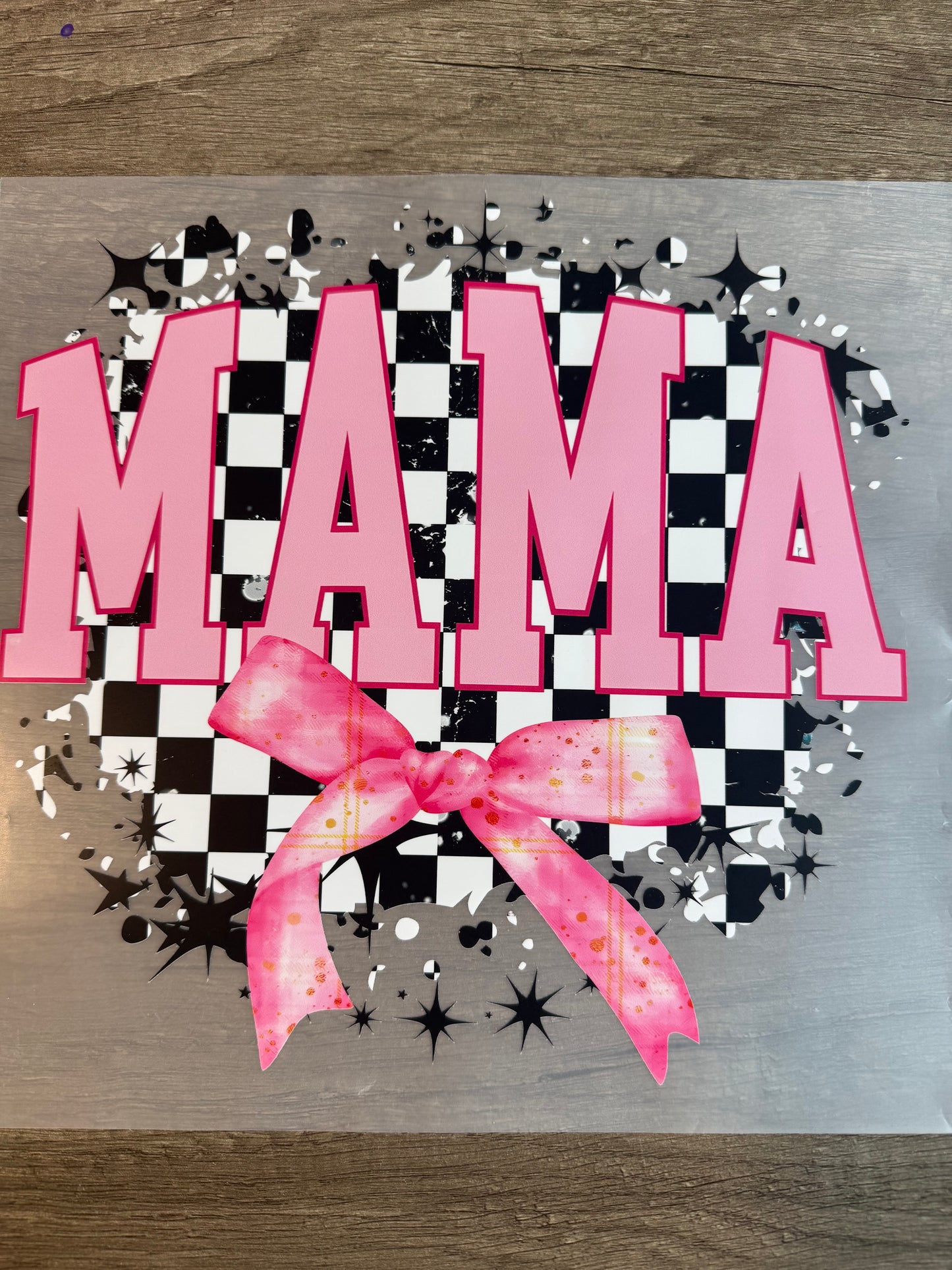 mama with pink bow transfer