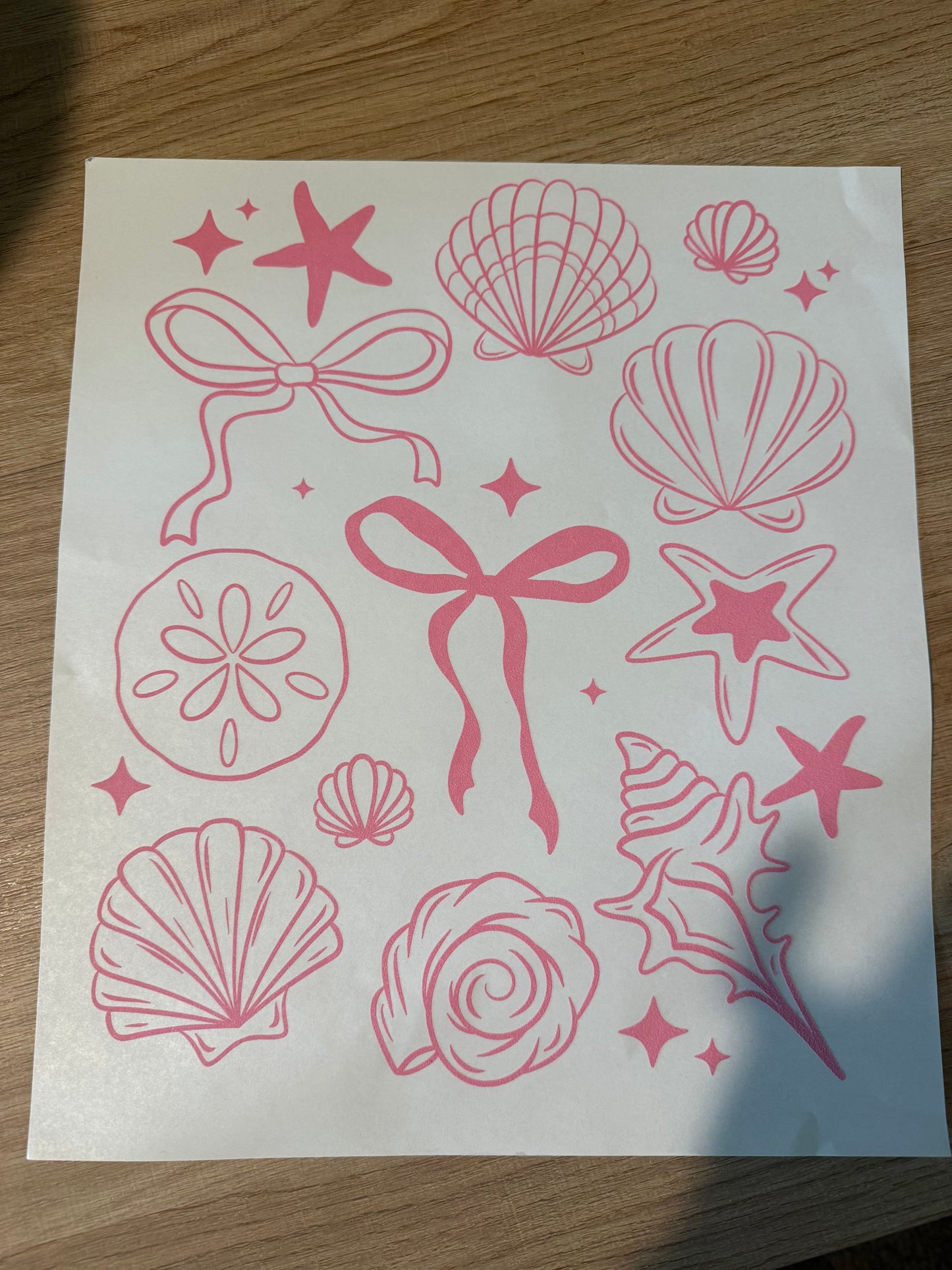 pink sea shells transfer