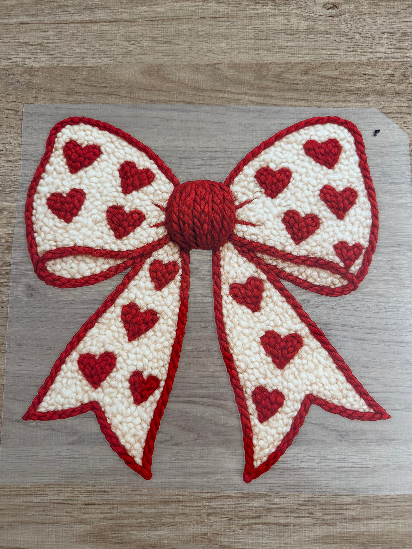 valentines faux yarn bow transfer