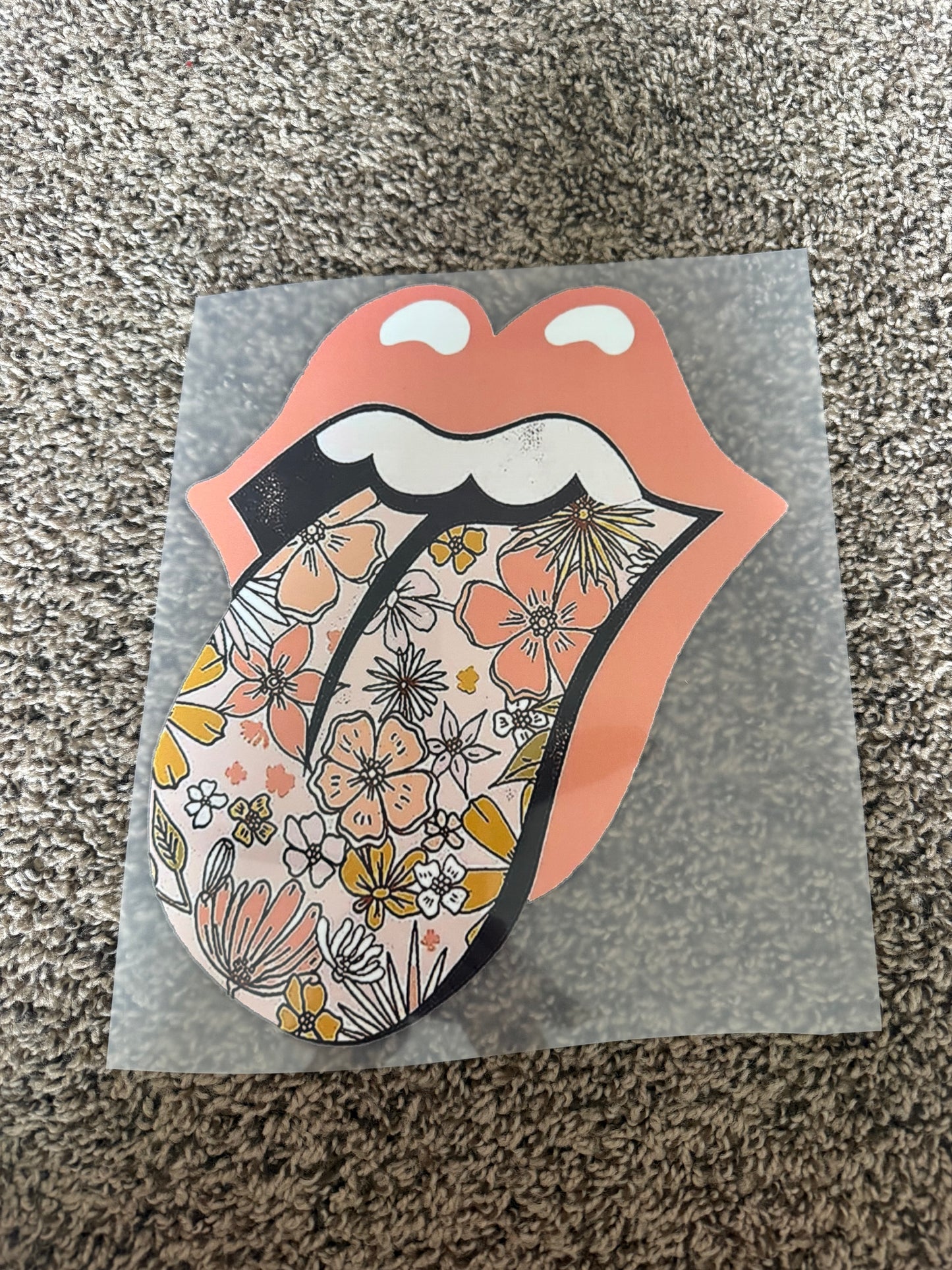 floral tongue out transfer