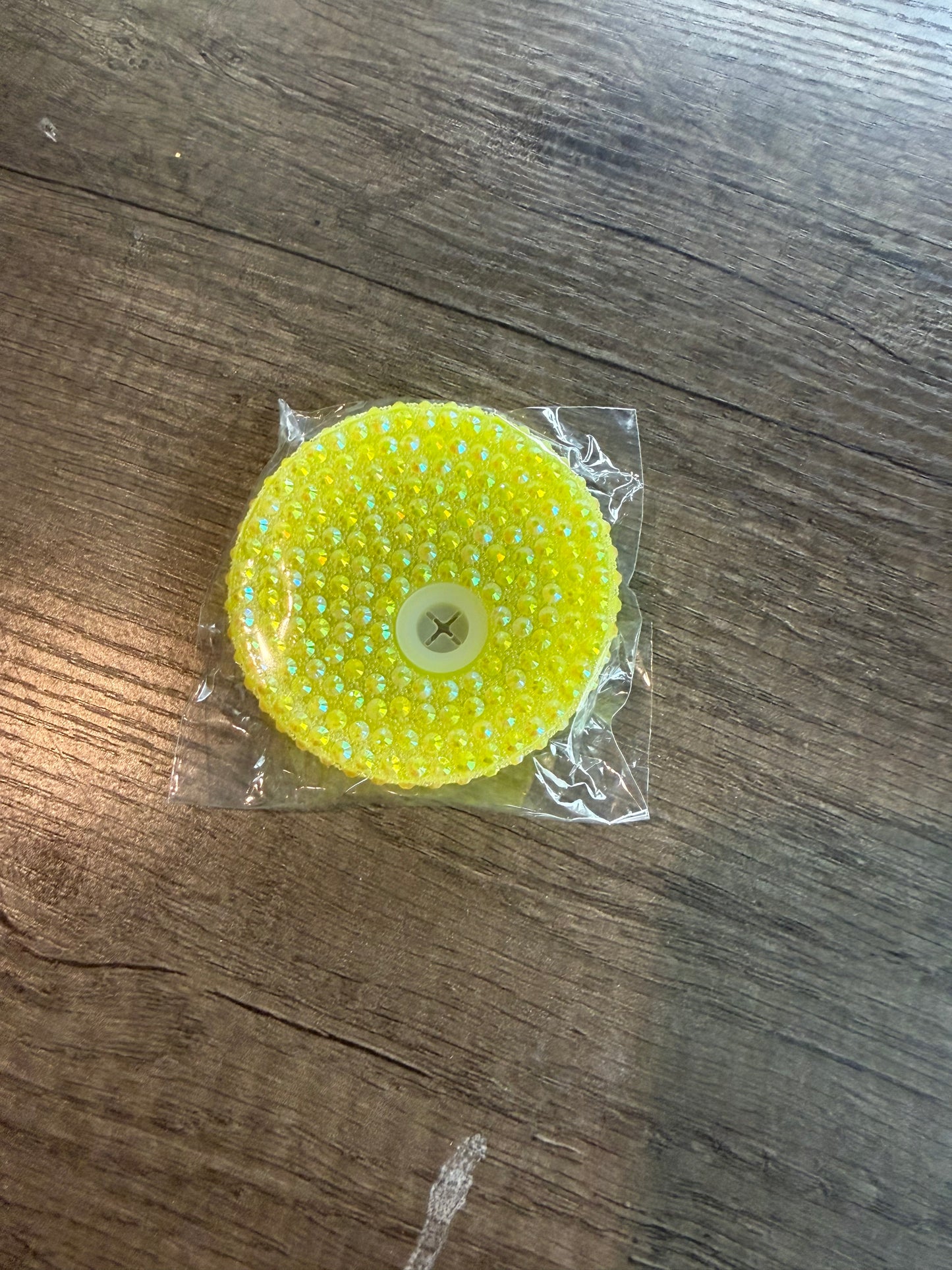 neon yellow rhinestone lid