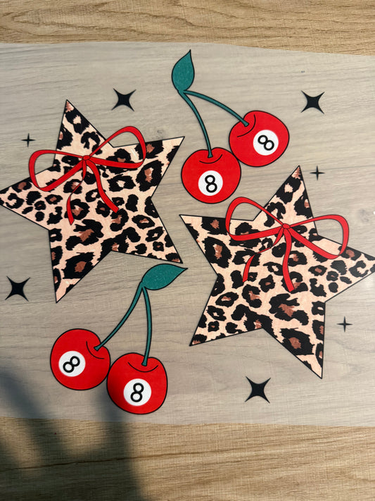 cheetah stars with cherries transfer