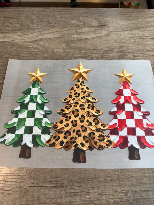 patterned christmas trees transfer