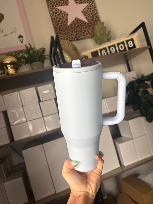 light blue 40oz spill proof flip straw cup