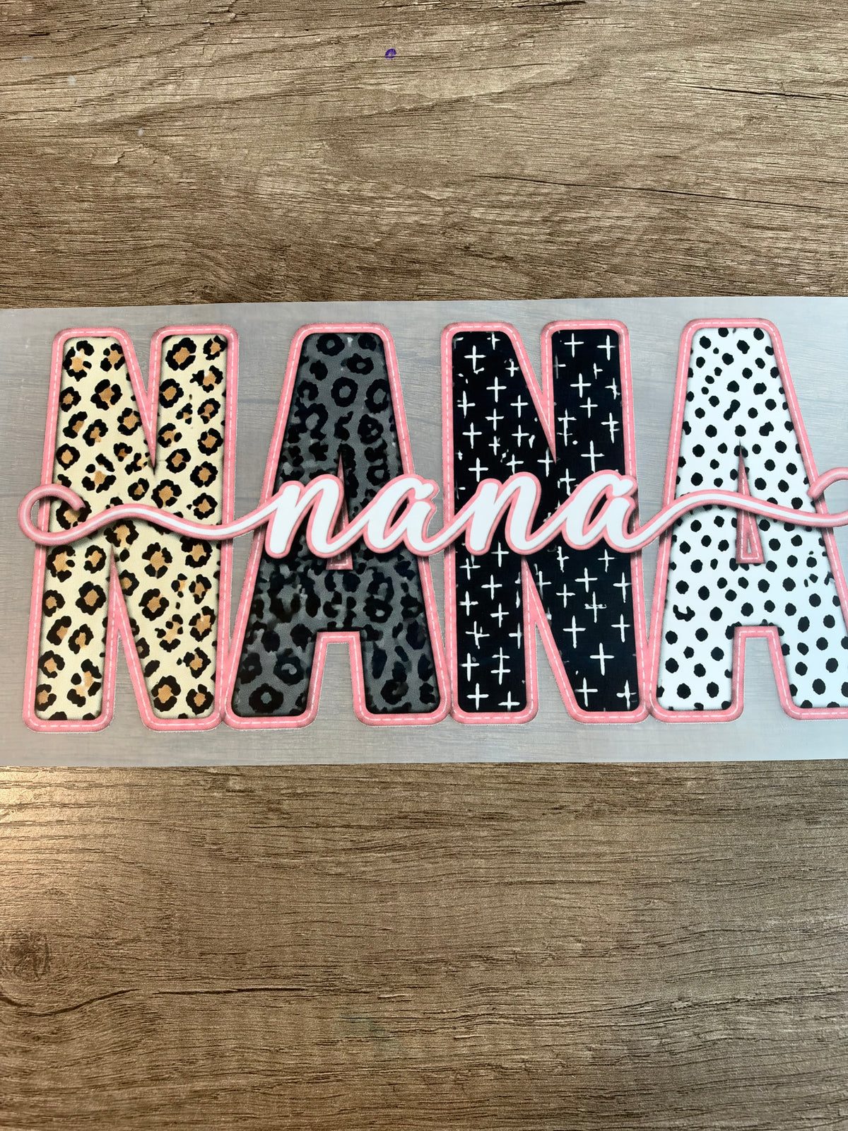 pink outlined nana transfer
