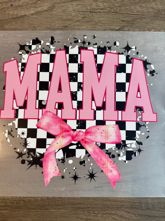 mama with pink bow transfer