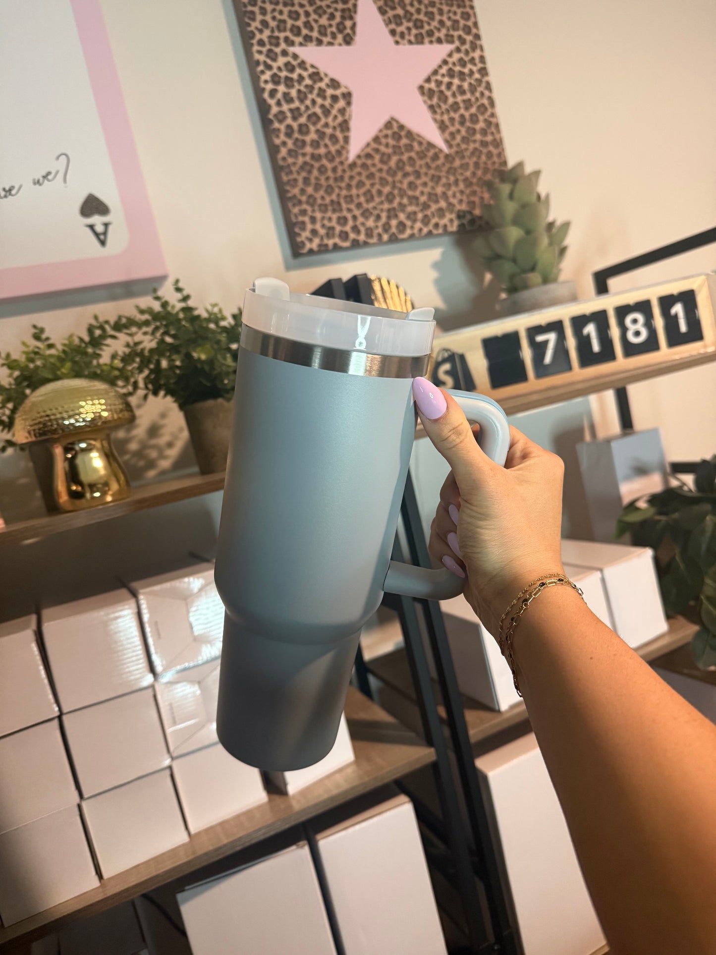 blue grey 40oz stainless steel cup