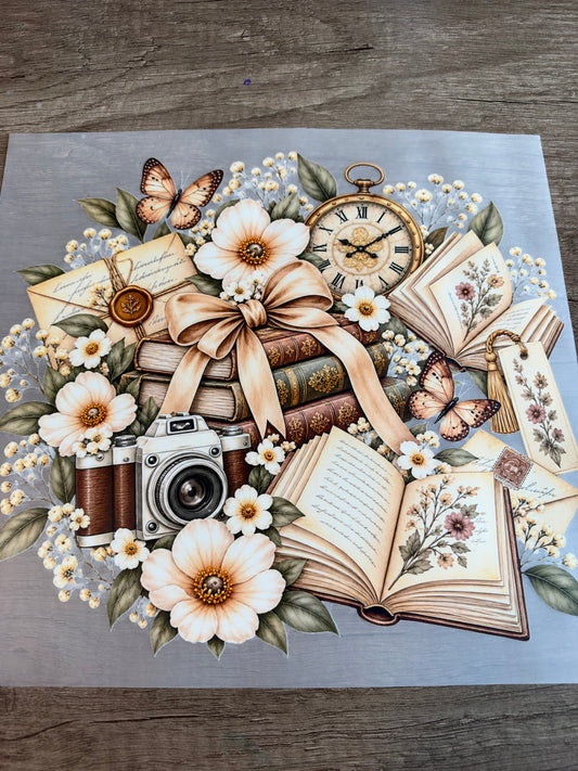 books with flowers transfer