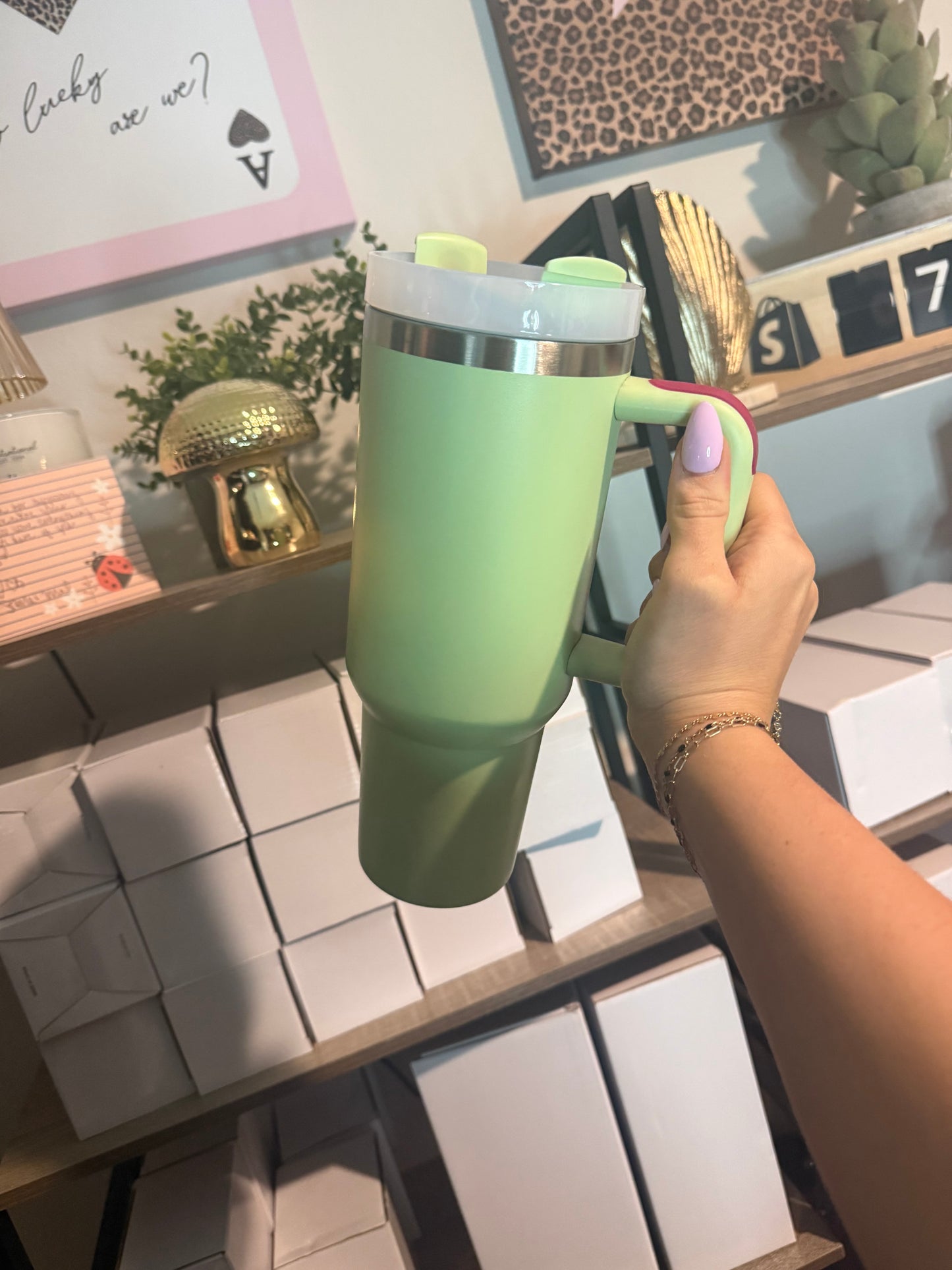 green 40oz stainless steel cup