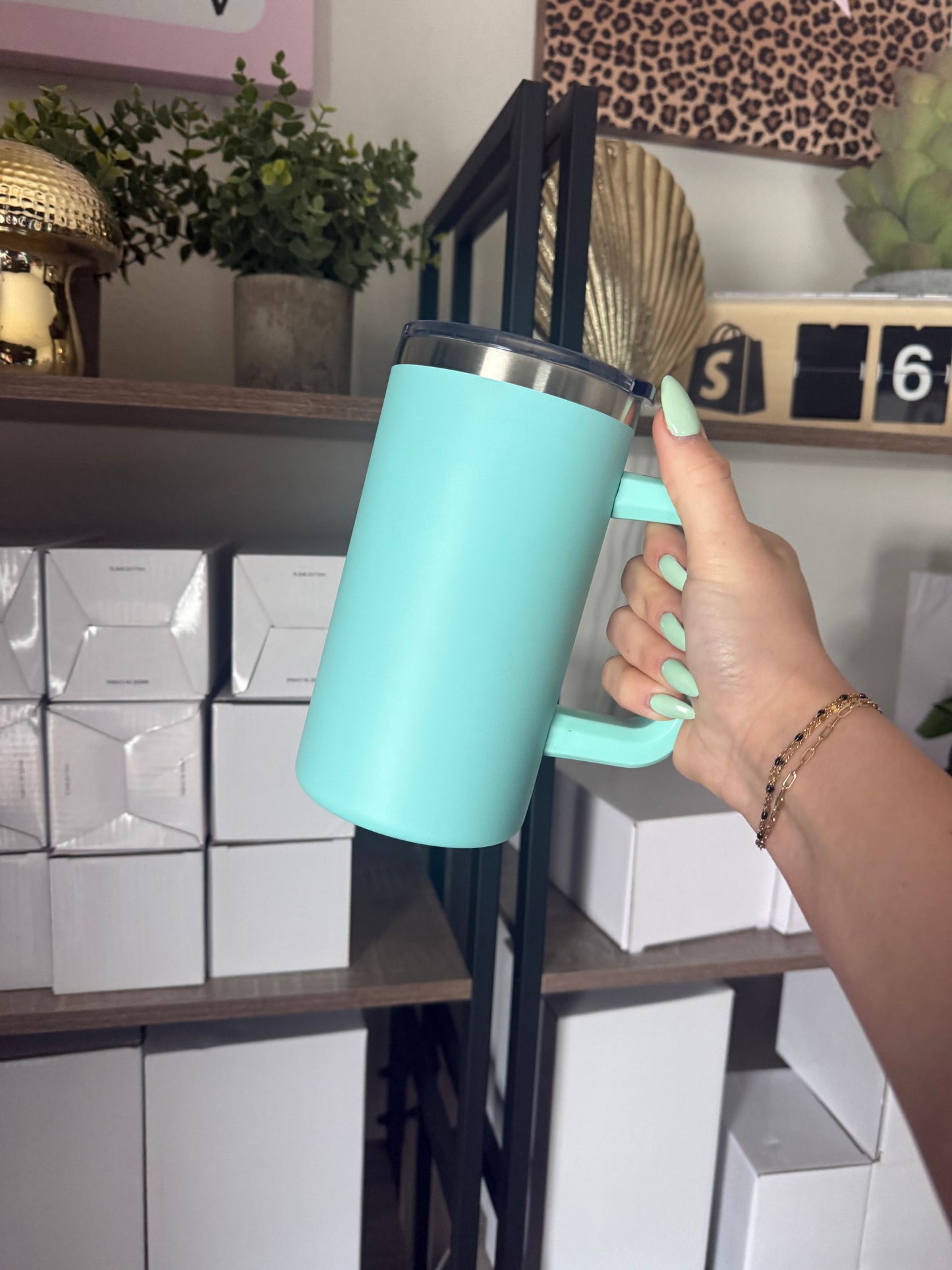 blue 20oz stainless steel cup