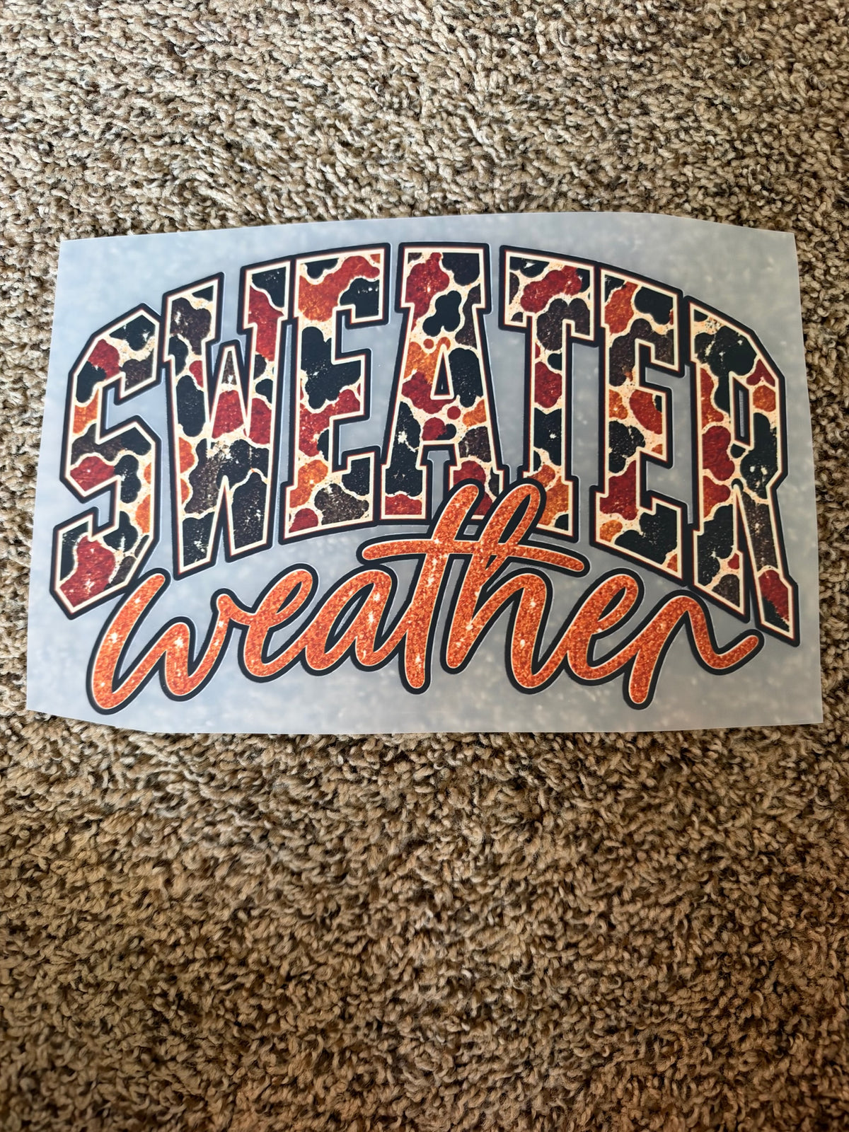 orange camo sweater weather transfer