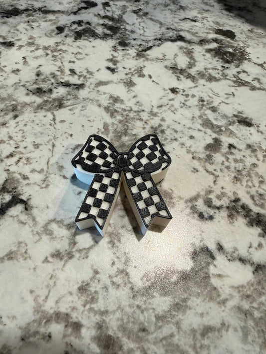 checkered bow topper
