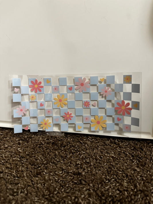 checkered flower decal