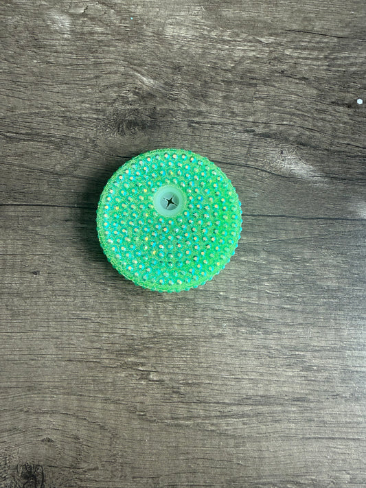 green rhinestone lid