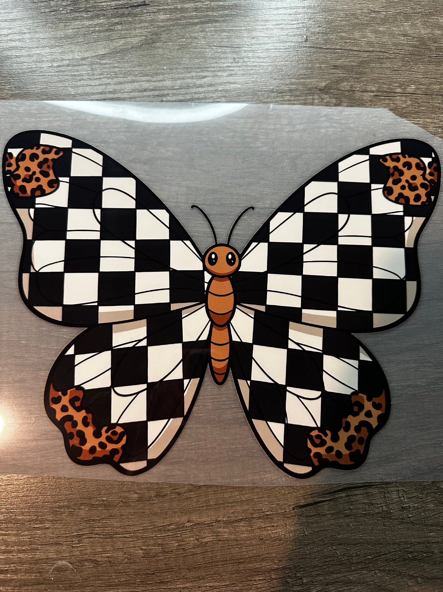 checkered butterfly transfer