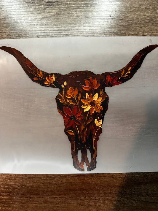 DARK cow skull transfer